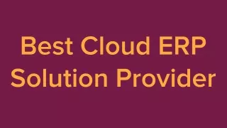 best cloud erp solution provider
