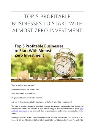 Top 5 Profitable Businesses to Start With Almost Zero Investment