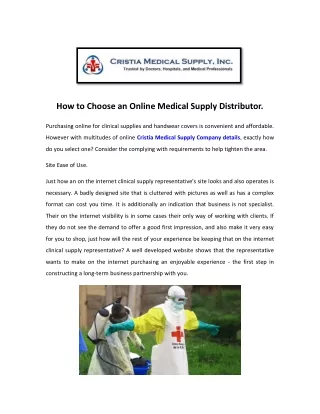 Cristia Medical Products List - Cristia Medical Supply