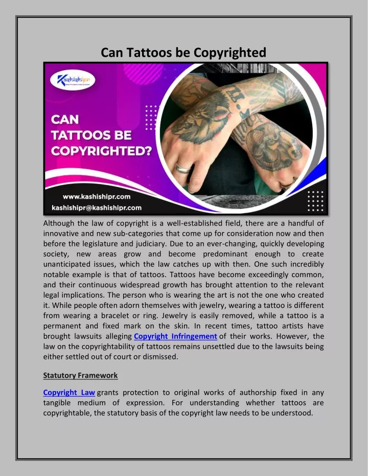 can tattoos be copyrighted