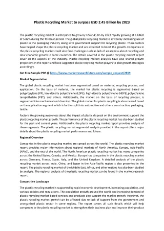 plastic recycling market to surpass