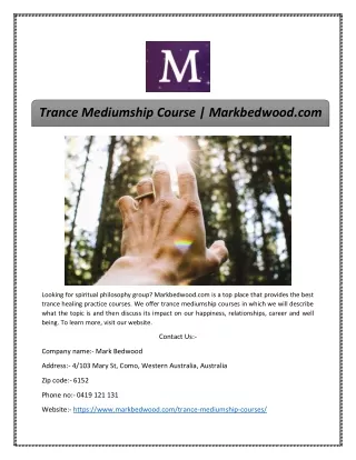 trance mediumship course markbedwood com