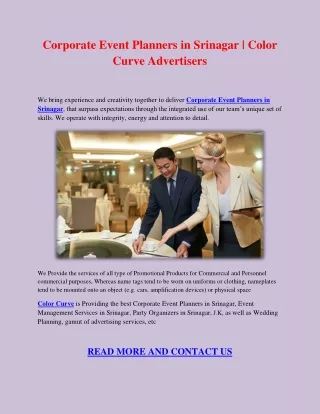 Corporate Event Planners in Srinagar | Color Curve Advertisers