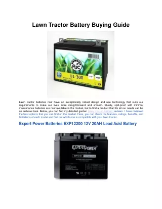 Lawn Tractor Battery Buying Guide