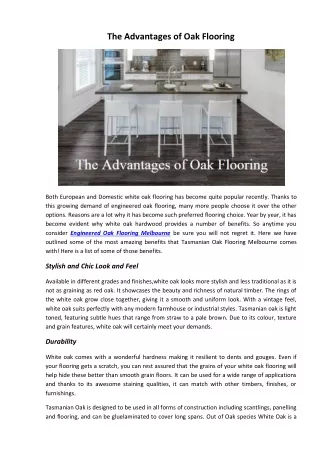 The Advantages of Oak Flooring