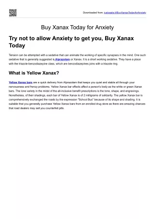 Buy Xanax Today for Anxiety
