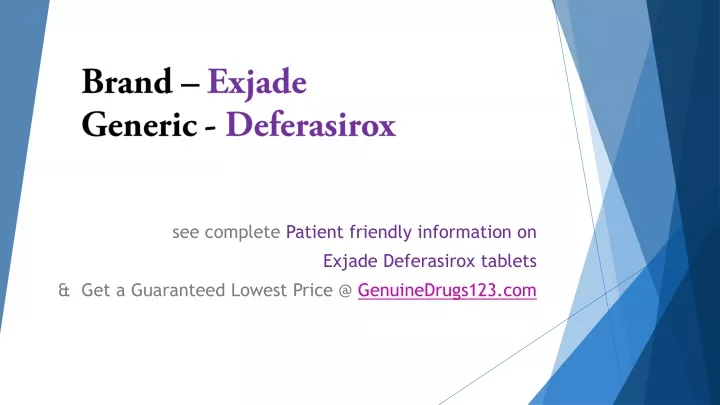 brand exjade generic deferasirox