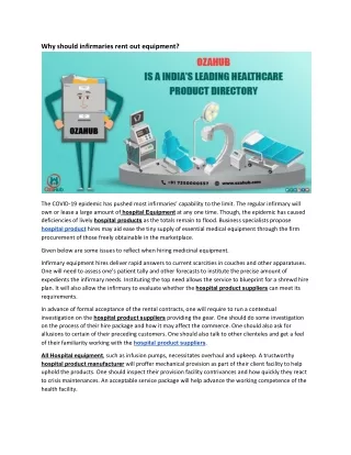 why should infirmaries rent out equipment