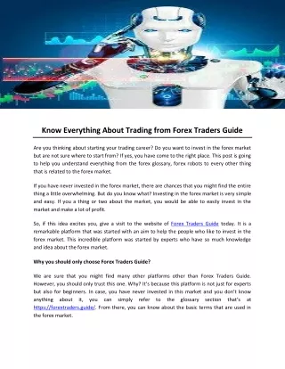 Know Everything About Trading from Forex Traders Guide