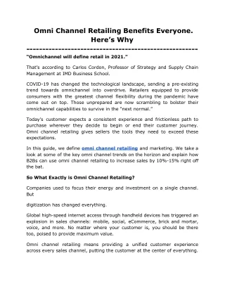omni channel retailing benefits everyone here