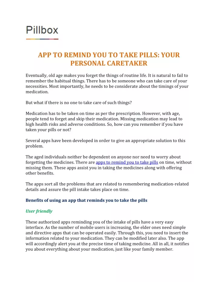 app to remind you to take pills your personal
