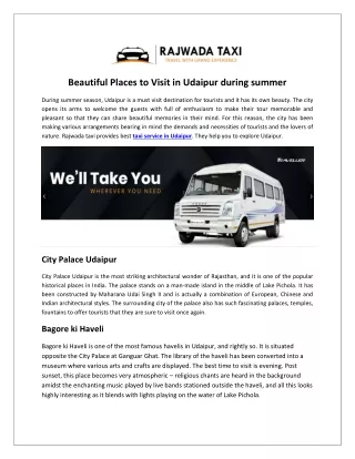 Beautiful Places to Visit in Udaipur during summer