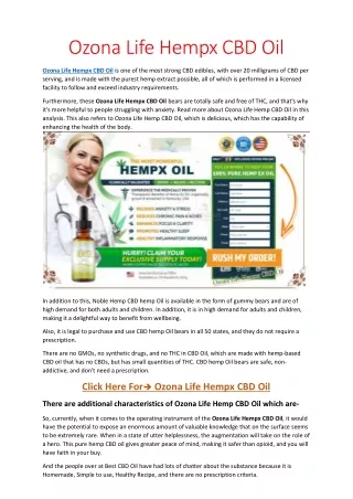 Ozona Life Hempx CBD Oil Trial Offer