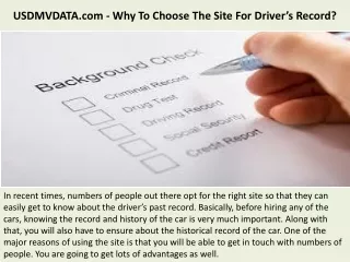 USDMVDATA.com - Why To Choose The Site For Driver’s Record?