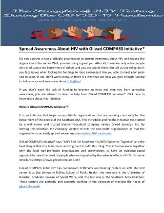 spread awareness about hiv with gilead compass