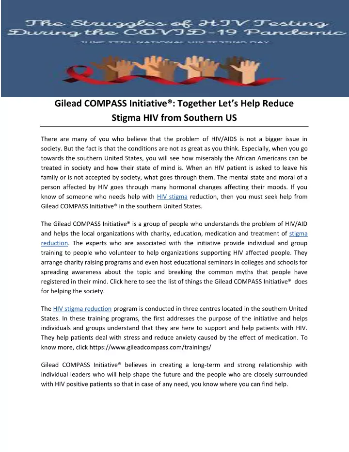 gilead compass initiative together let s help