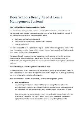 School Leave Management Automation