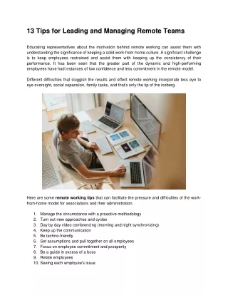 13 tips for leading and managing remote teams