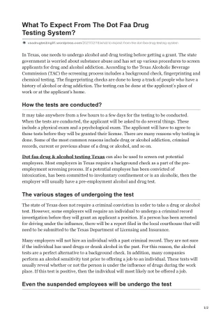what to expect from the dot faa drug testing
