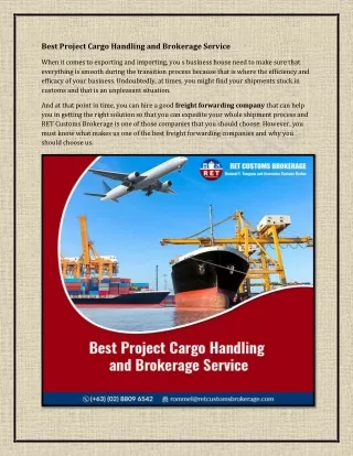 Best Cargo Handling and Brokerage Services