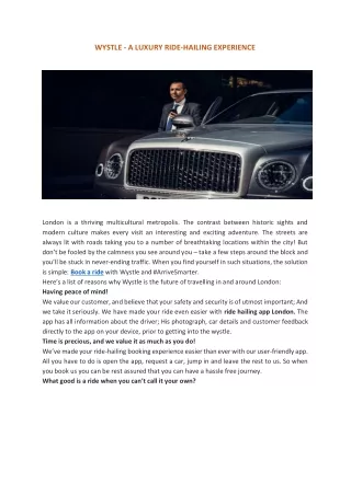WYSTLE - A LUXURY RIDE-HAILING EXPERIENCE