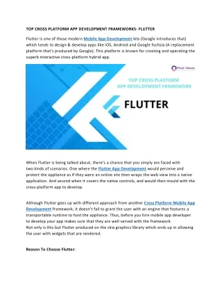 TOP CROSS PLATFORM APP DEVELOPMENT FRAMEWORKS- FLUTTER