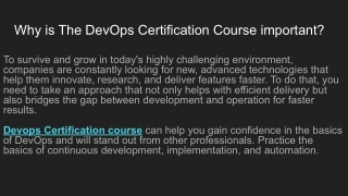 why is the devops certification course important