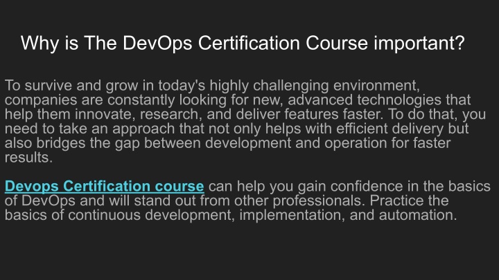 why is the devops certification course important
