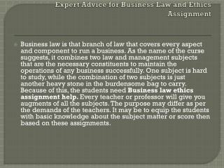 expert advice for business law and ethics assignment