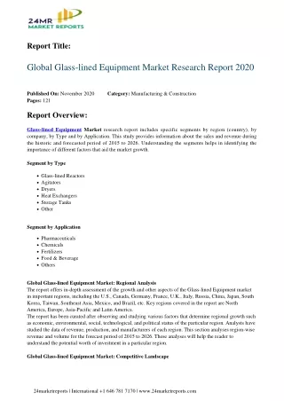 Glass-lined Equipment Market Research Report 2020