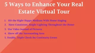 5 Ways to enchance your real estate virtual tours