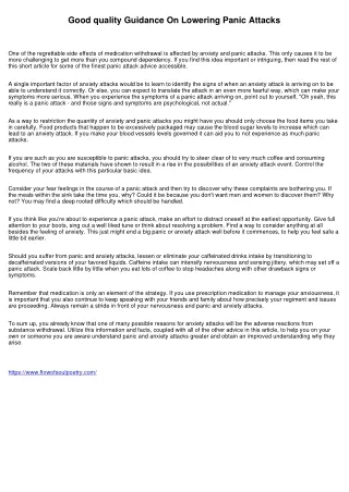 Good quality Information On Decreasing Anxiety And Panic Attacks