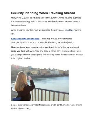 security planning when traveling abroad