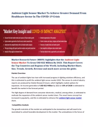 ambient light sensor market to achieve greater