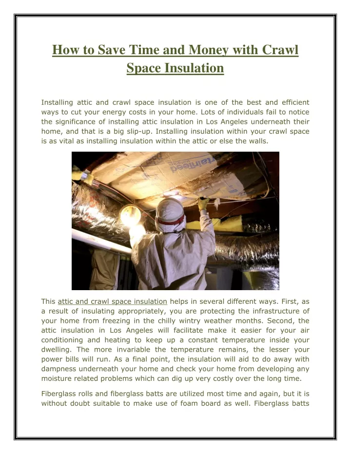 how to save time and money with crawl space