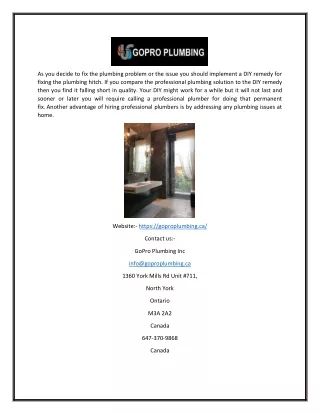 Plumbing services toronto | Goproplumbing.ca