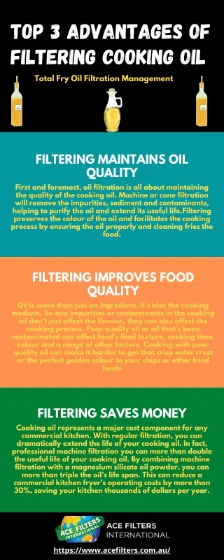 Top 3 Advantages of Filtering Cooking Oil - Ace Filters