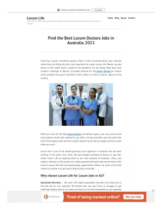 Find the Best Locum Doctors Jobs in Australia 2021