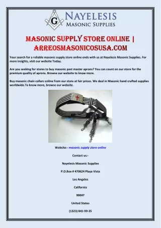your search for a reliable masonic supply store