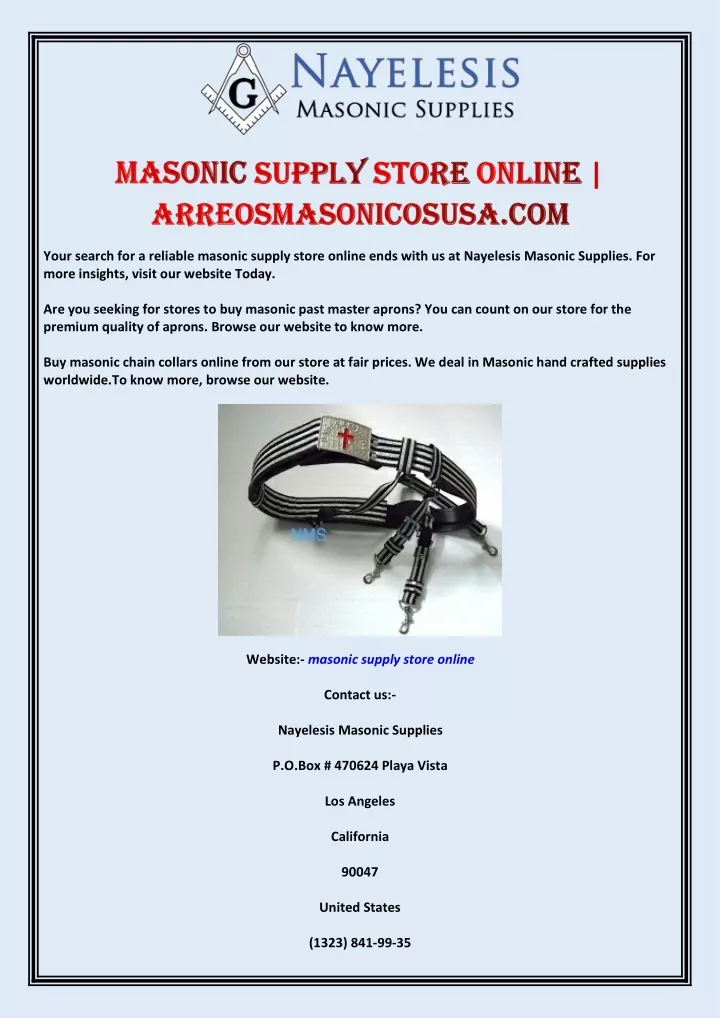 your search for a reliable masonic supply store