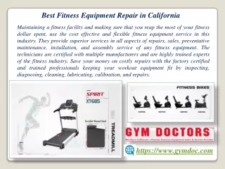 Best Fitness Equipment Repair in California