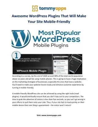 Awesome WordPress Plugins That Will Make Your Site Mobile-Friendly