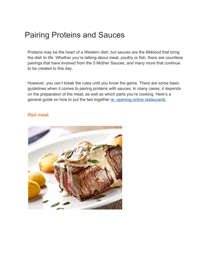 pairing proteins and sauces