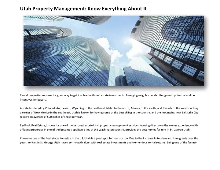 utah property management know everything about it