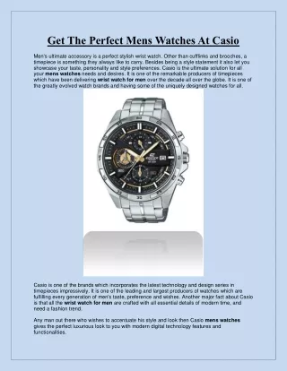 Get The Perfect Mens Watches At Casio