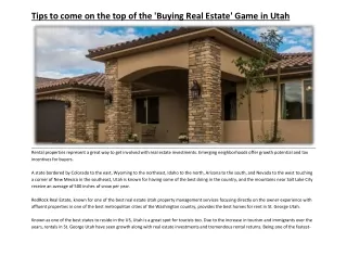Tips to come on the top of the 'Buying Real Estate' Game in Utah