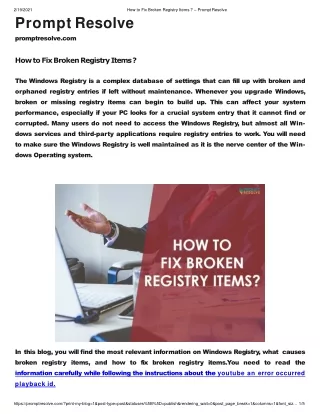 How to Fix Broken Registry Items?