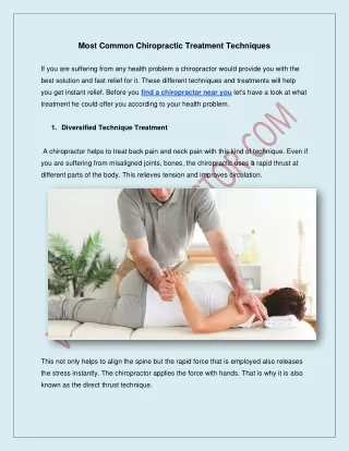 Most Common Chiropractic Treatment Techniques