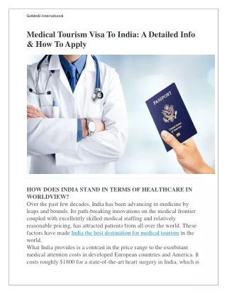 Medical Tourism Visa to India   a detailed info &amp | How To Apply