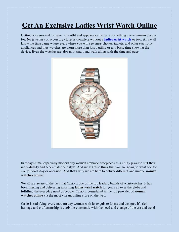 get an exclusive ladies wrist watch online